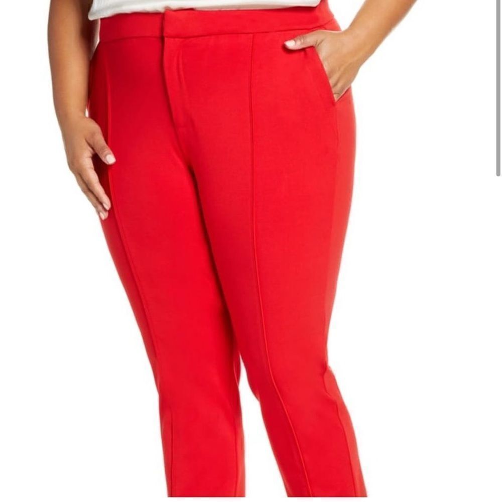 ELOQUII Pintuck Red Stretch Cropped Red Dress Business Ready Pants Women Sz 26S